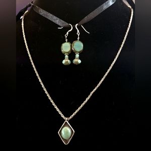 STERLING SILVER TURQUOISE NECKLACE AND EARRINGS SET